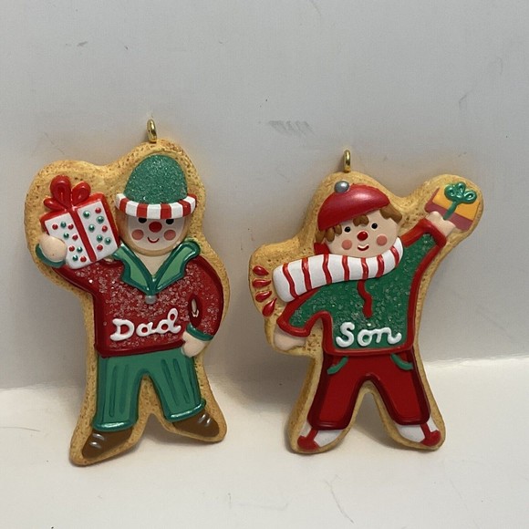 2007 Hallmark Keepsake Dad & Son Gingerbread Cookie Ornaments Set of 2 - Picture 2 of 2